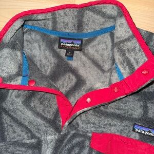 Patagonia Red and Gray Synchilla Pullover